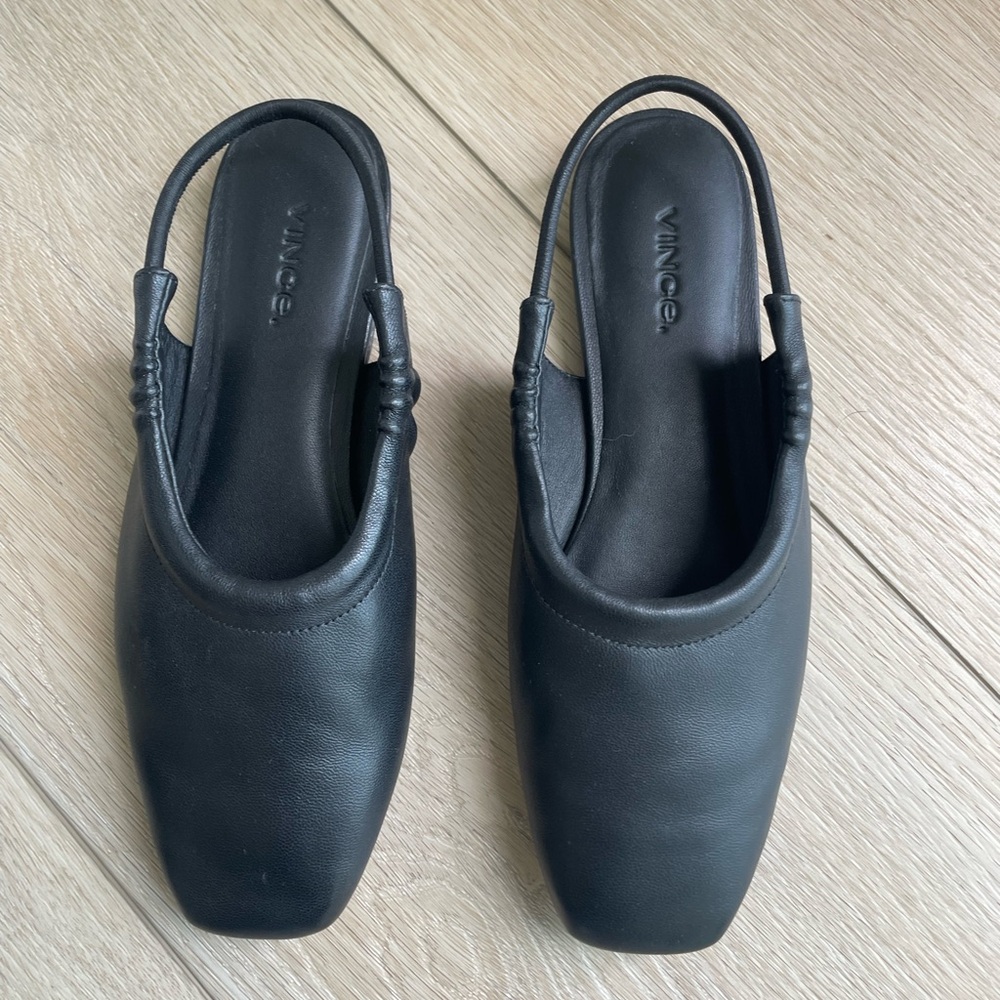 Vince Black Leather Mules Sleek Minimalist Design